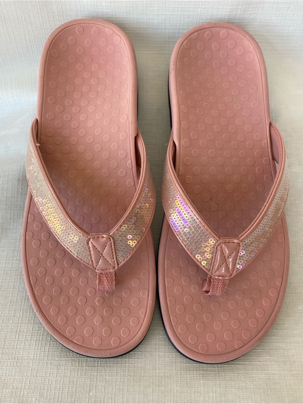 Vionic Pink Sequin Sandals, Size 7